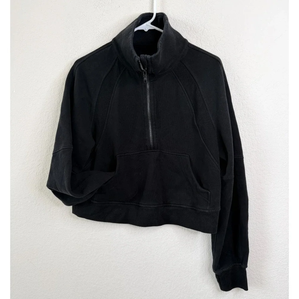 Lululemon Scuba Oversized Funnel Neck Half Zip Crop Sweatshirt Black XS/S